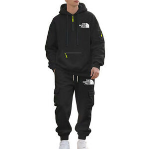 In Stock Men's Casual Outdoor Sports Suit Fitness Jogging Suit Knitted Warm Hood